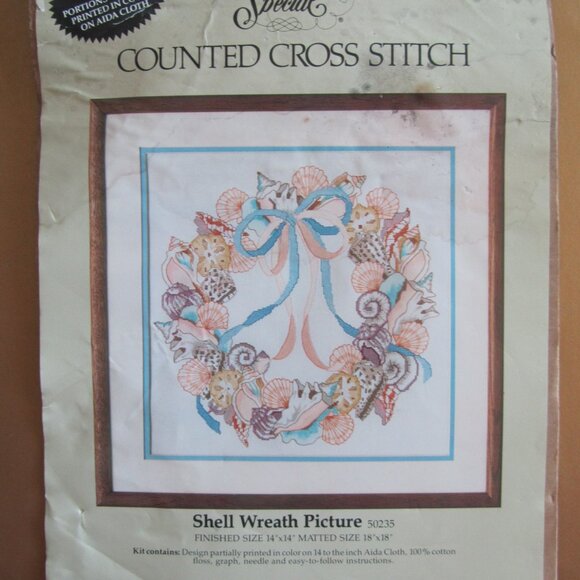 Shell Wreath Picture Something Special Counted Cross Stitch Kit #50235 Open pack - Picture 7 of 7